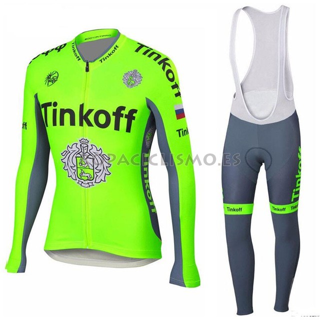 2018 Maillot Tinkoff Tirantes Mangas Largas Verde